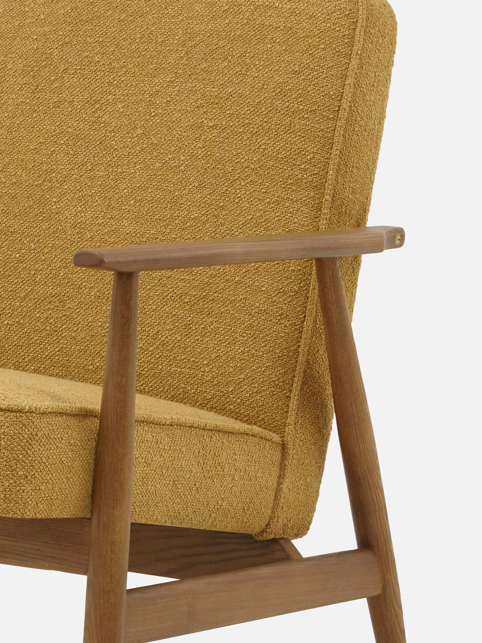 Fotel Fox w tkaninie Boucle Mustard