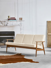 Sofa trzyosobowa Fox w tkaninie Cord Creme