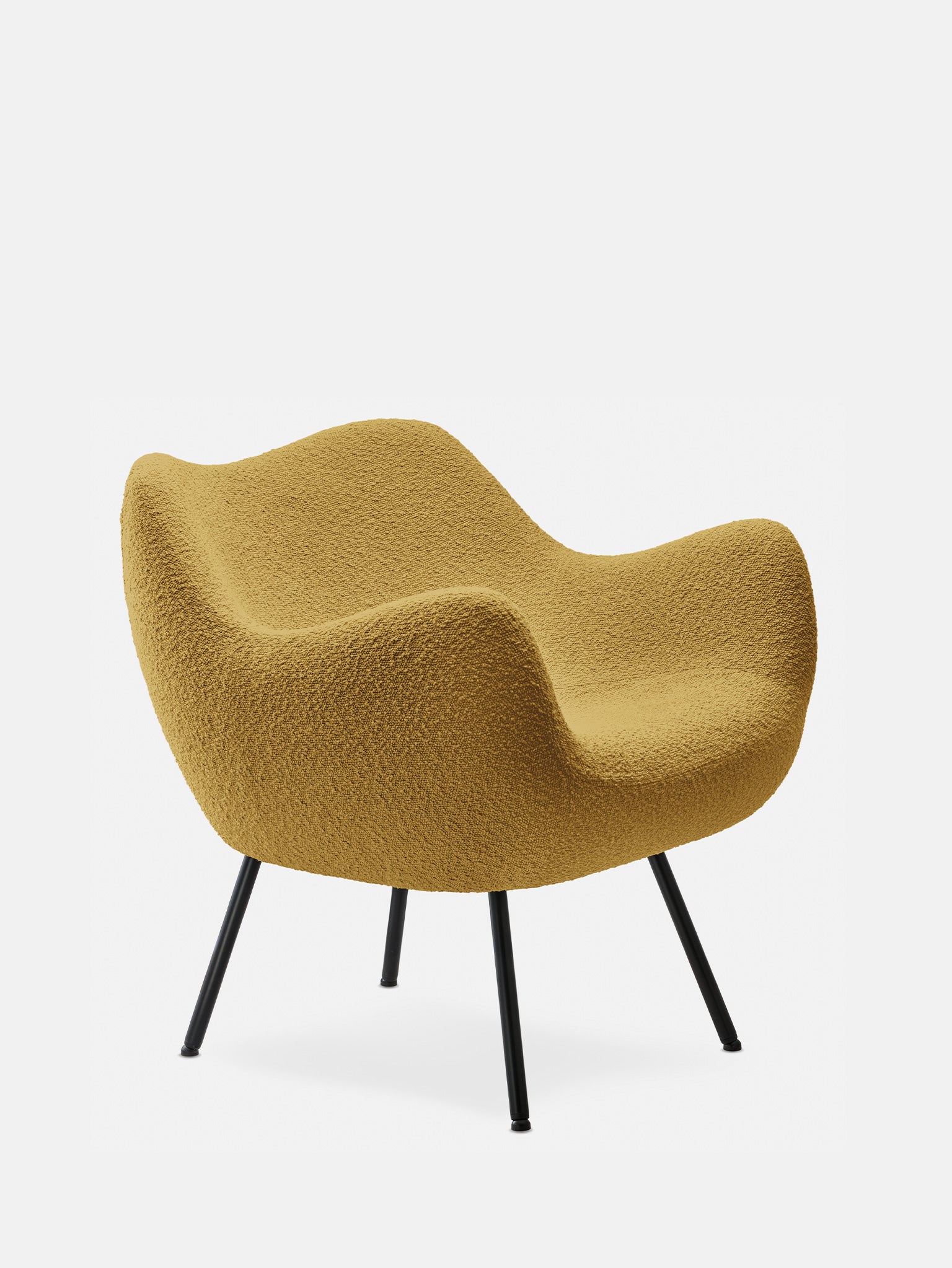 FOTEL RM58 SOFT – żółty w tkaninie Boucle Mustard