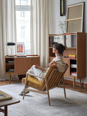 Fotel Stefan w tkaninie Marble Mustard